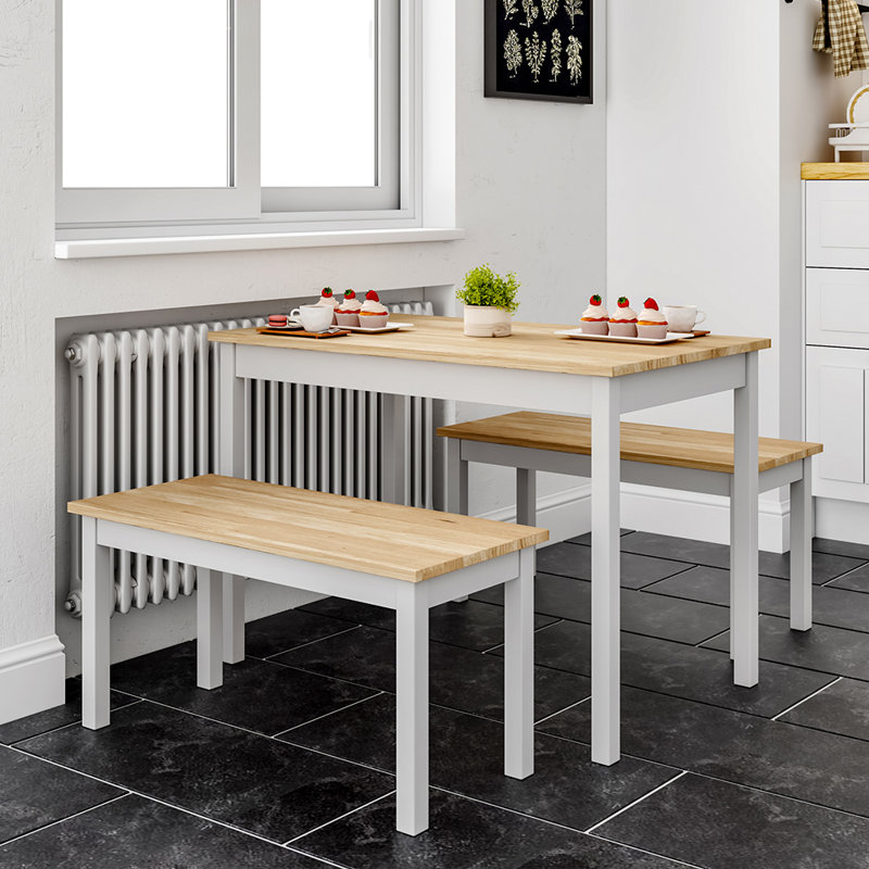 Bursaite 4 person  Pine Solid Wood Dining Set