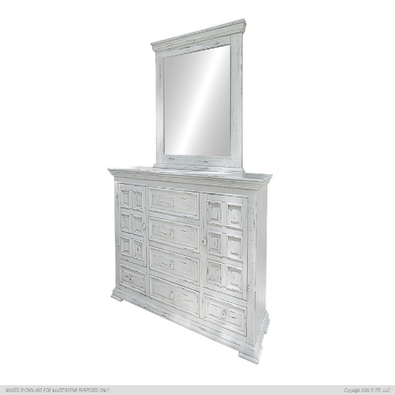 Hamite 6 Drawer Dresser with Mirror (MIRROR NOT INCLUDED), White Dresser