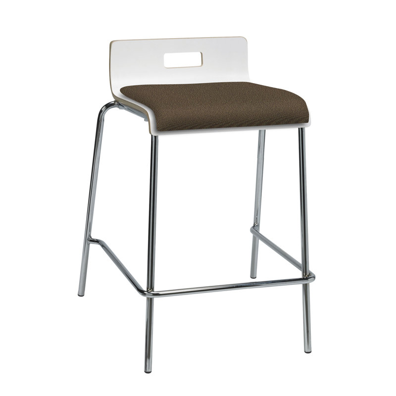 Jive Stool, White Back, Fudge Fabric, Counter Stool (25” Seat Height)
