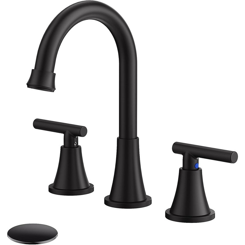 Robinets de salle de bain pour lavabo 3 trous, noir mat Hurran