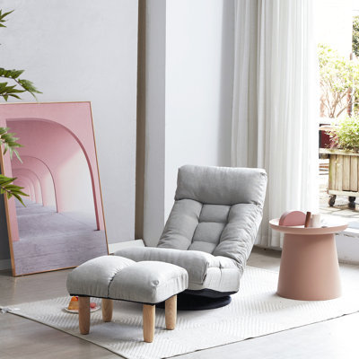 Comfortable Metal Reclining - Linen Filled, Adjustable Back Lazy Chair With Spring Seat Bag Fits Living Room, Bedroom,
