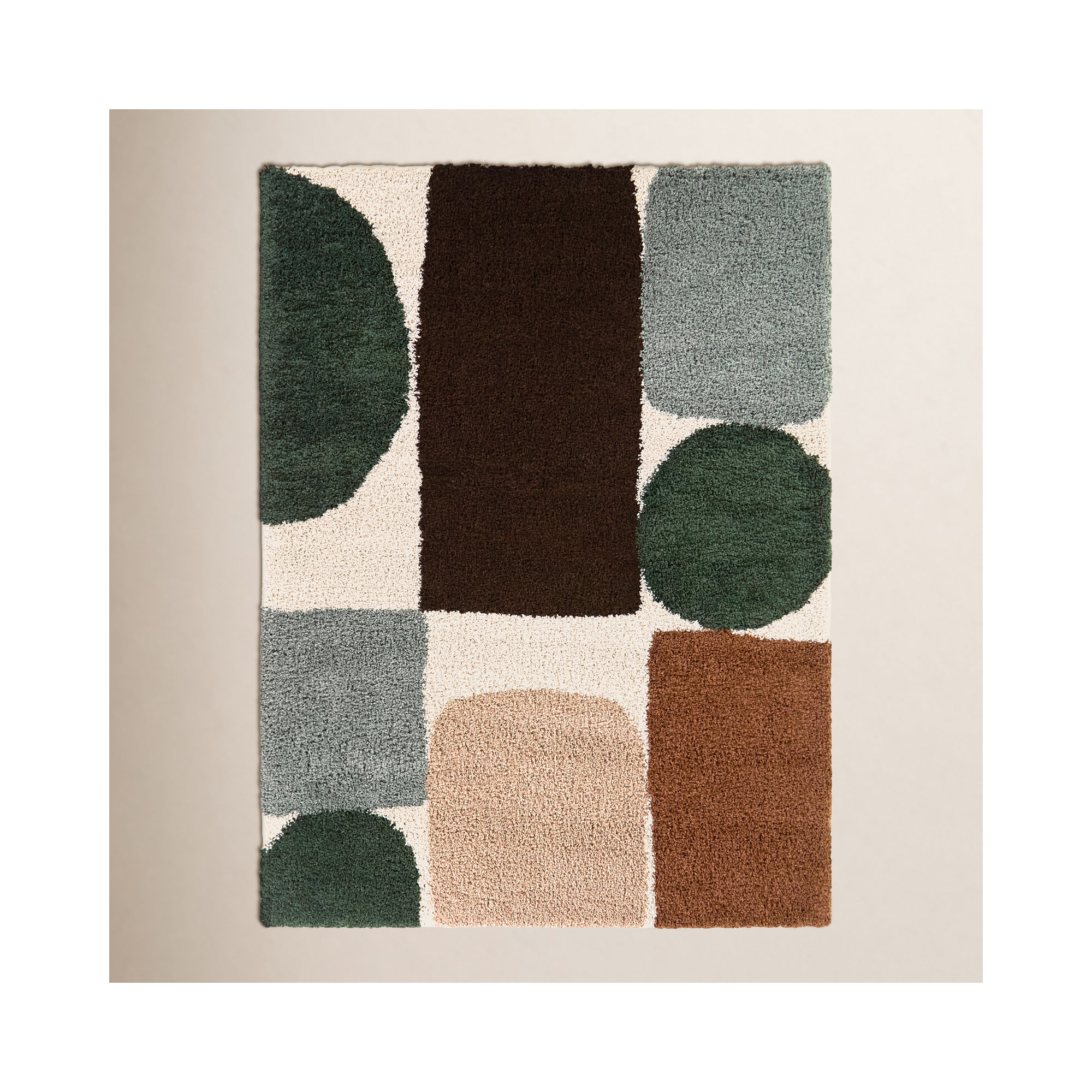 Wasser Cream Abstract Modern Area Rug, Rectangle 5'3" x 6'11.9"