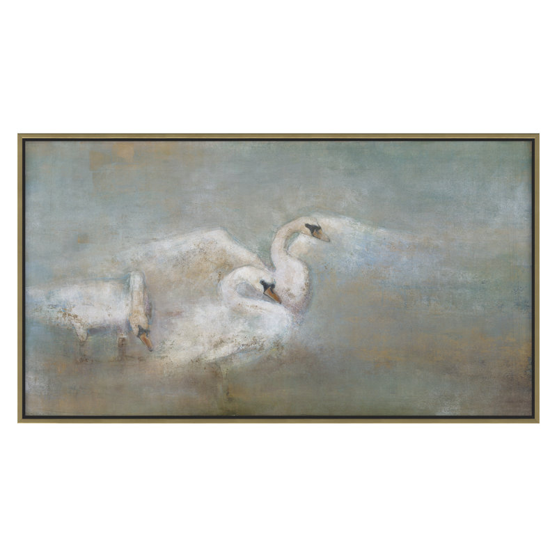 Splendid Swans Print, 22" H x 40" W, Gold