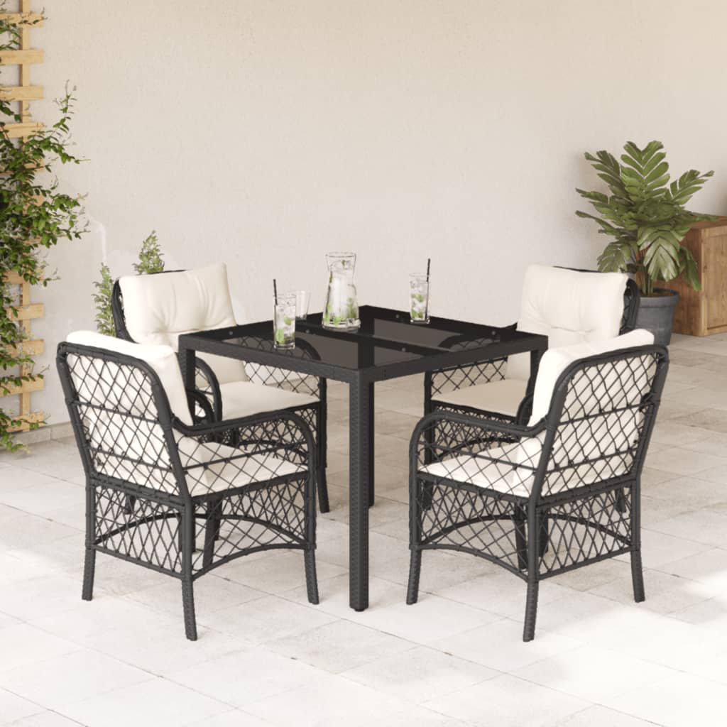 Vidaxl 5-Tlg. Garten-Essgruppe Mit Kissen Grau Poly Rattan