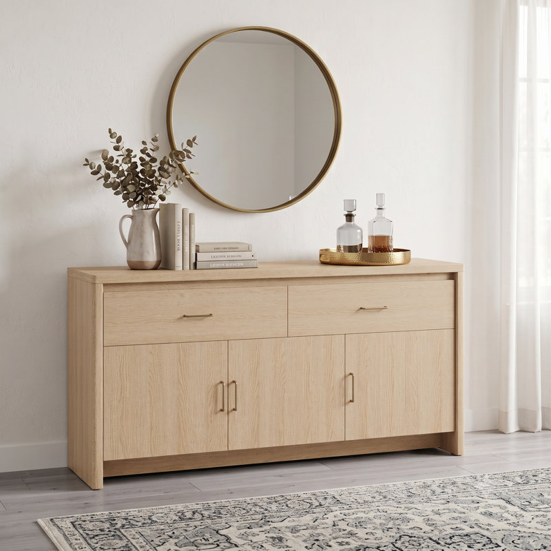 Buffet moderne 59 "avec poignées en métal, Chêne