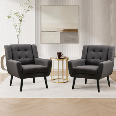 Ensemble de 2 fauteuils capitonnés rembourrés à dossier large