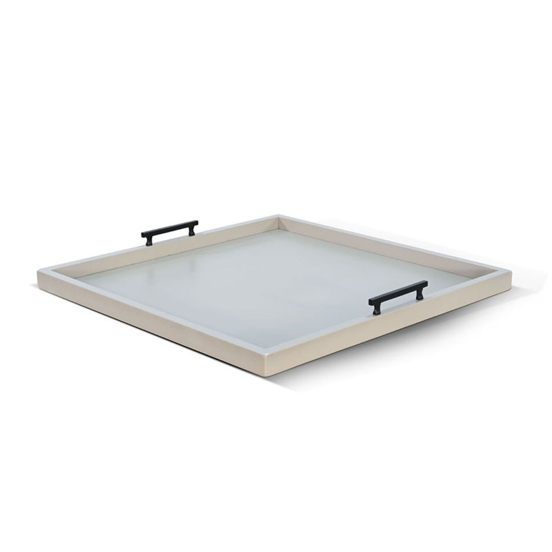 Yela Decorative Tray, 27X27 Square With Handles, Light Gray