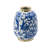 11" Blue White And Gold Chinoiserie Floral Porcelain Table Vase