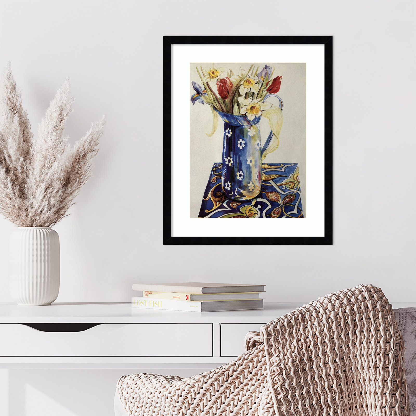 Tulips Print by Joan Thewsey, 21" H x 17" W, Black