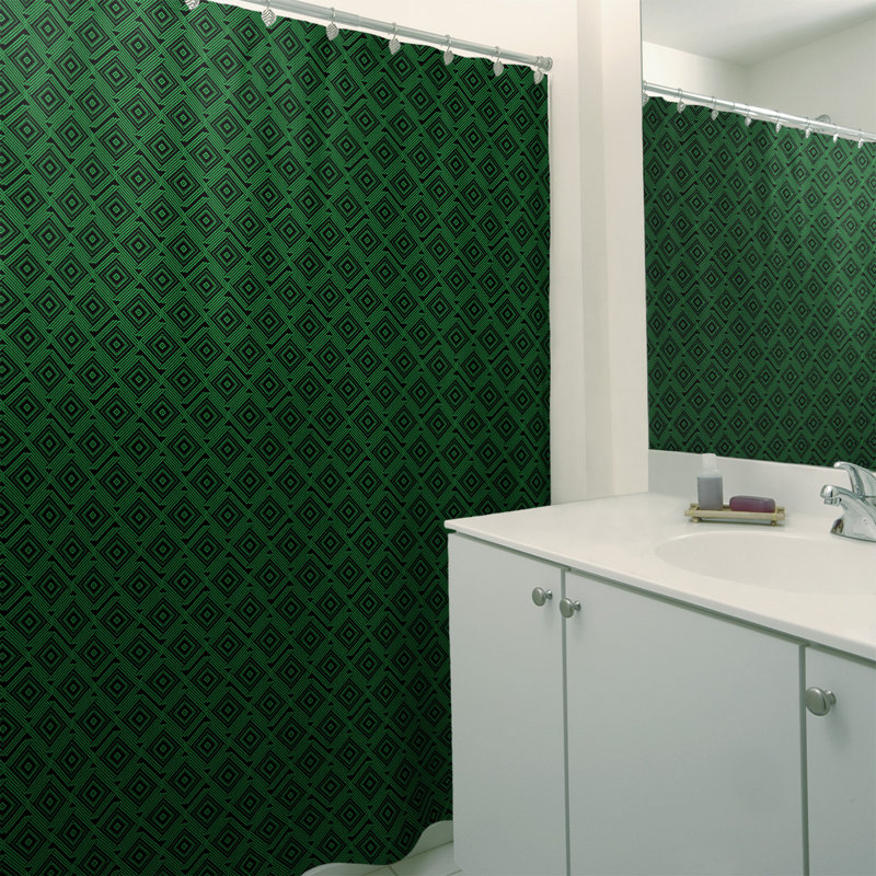 Rideau de douche simple Maze Square, Noir / Vert