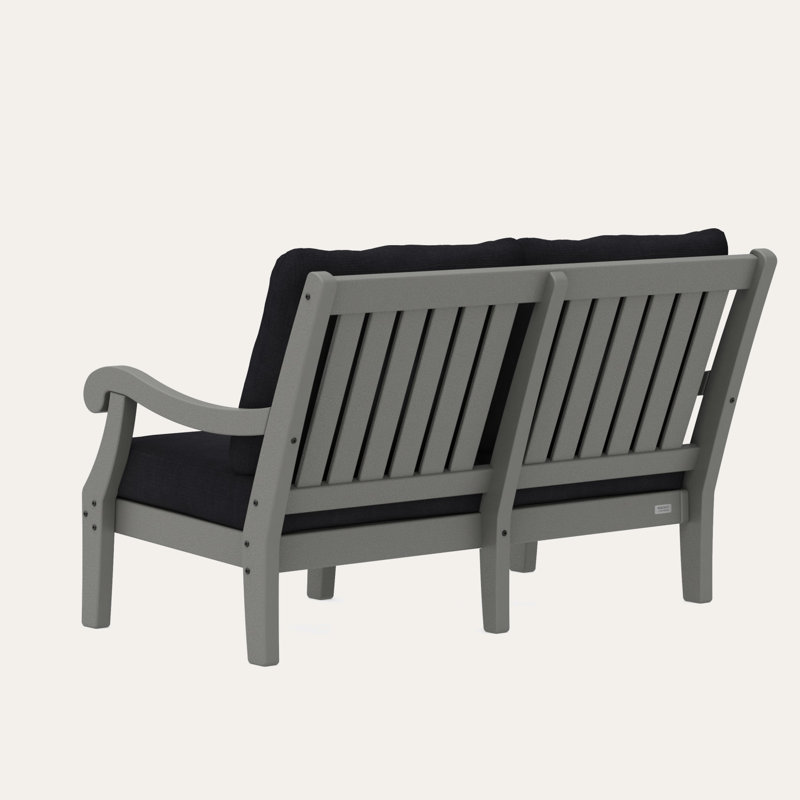 POLYWOOD x Birch Lane Verlyn Deep Seating Loveseat, Midnight Linen Cushion/Slate Gray Frame