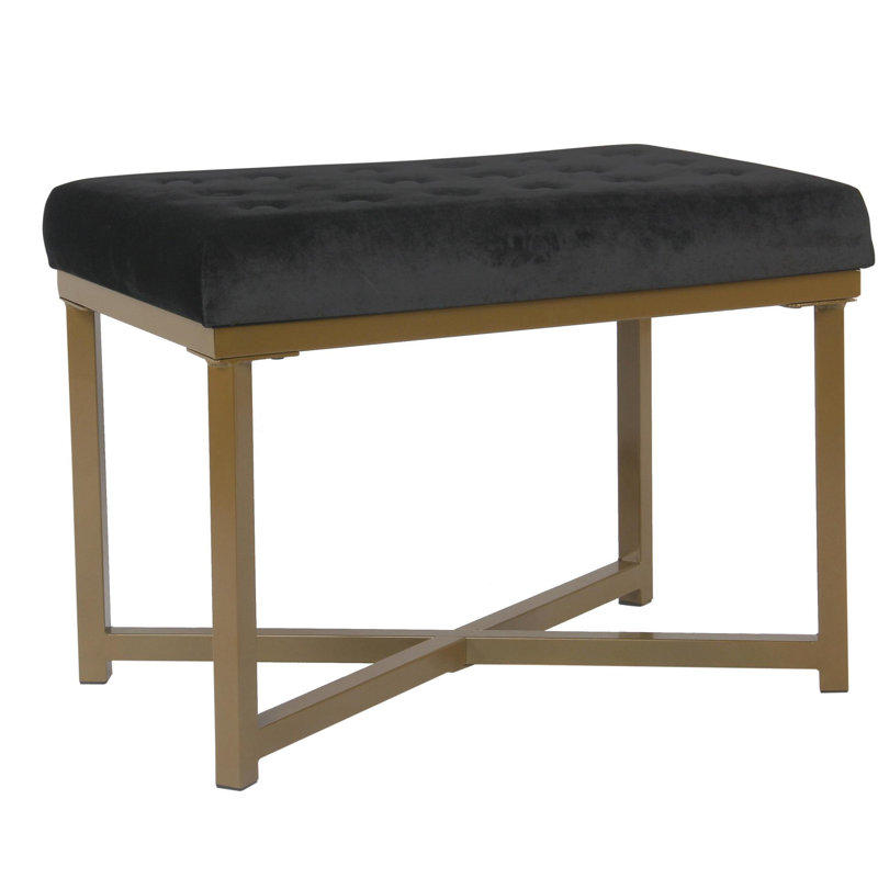 Repose-pieds standard rectangulaire en velours capitonné l 24 po Mikey, Noir