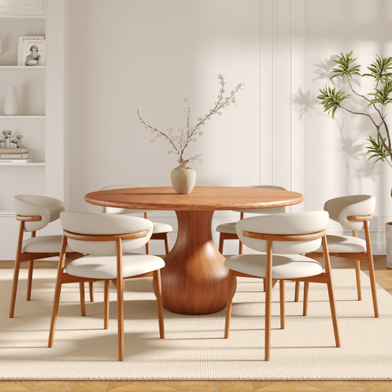 Otelia 4/6/8 Person Solid Wood Dining Set, 5 Pieces: Table, 4 Chairs, 29.52" H x 47.24" W x 47.24" D