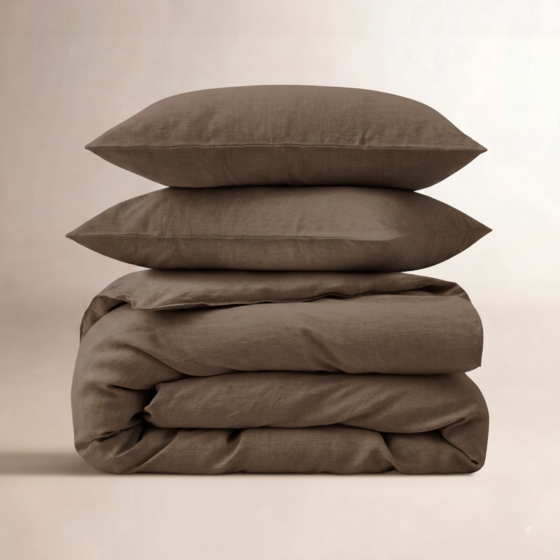 Kiron Valletta Duvet Cover Set, Queen Duvet Cover + 2 Standard Shams, Mocha
