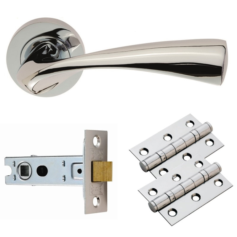 Gasi Latch Door Handle, Polished Chrome