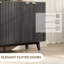 Buffet avec rangement, armoire à café moderne cannelée de 55 po avec 2 tablettes réglables, 4 portes pour salle à manger, salon, couloir, gris foncé-1239680357