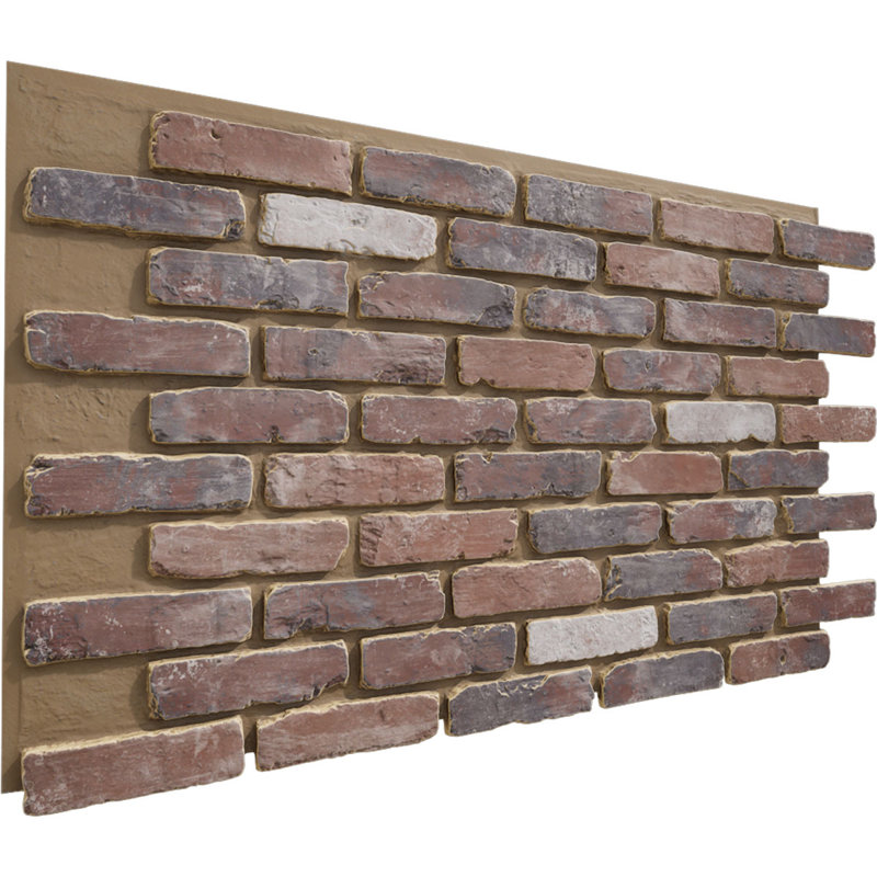 Panneau de fausses briques vieillies EverStone, l 46 7/8 po x H 27 po x P 1 1/4 po, couleur rose fumé, Rose fumé