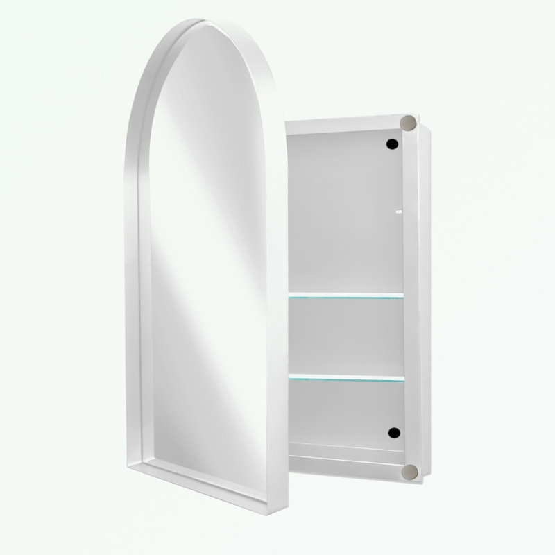 Pharmacie arquée avec miroir et tablettes réglables, Blanc