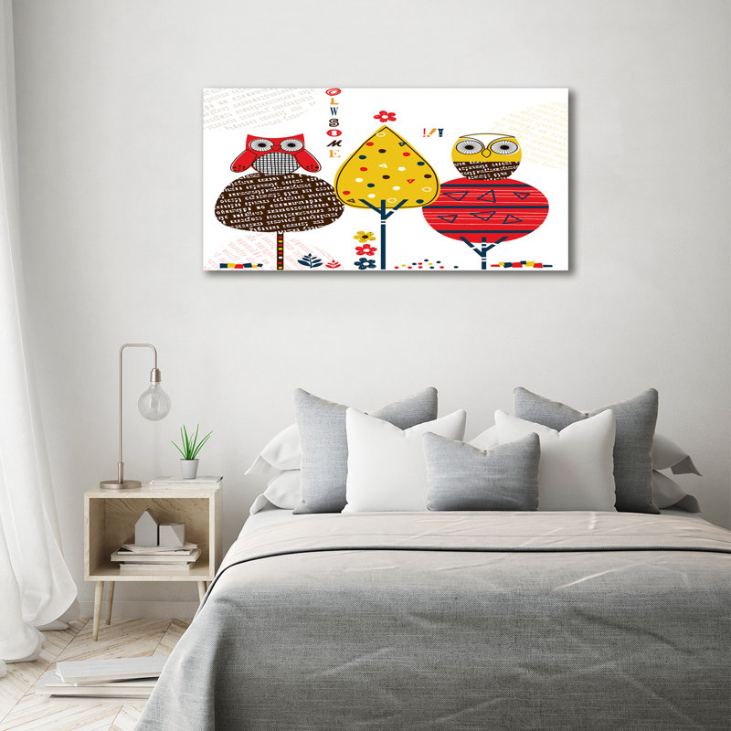 Owls On The Tree - No Frame Print on Canvas, Wrapped Canvas, 140cm H x 70cm W