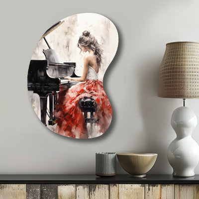 «Beige Red Music Piano Harmony I», art mural en forme de musique de forme unique, sculpture murale en métal Freeform