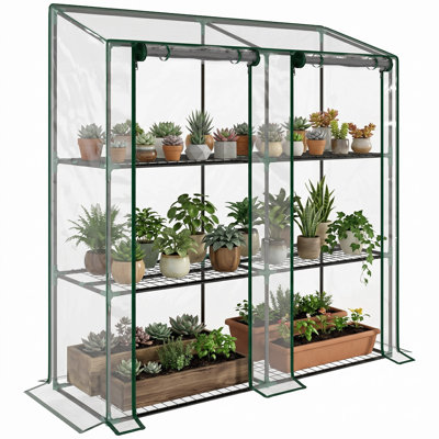 Serre portable avec 2 portes coulissantes à fermeture à glissière Lean-to-porte, 56,3 po x 18,1 po x 59,4 po