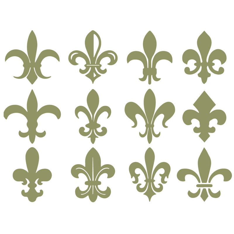 Décalcomanie murale motif fleur du lis, H 24 po x l 32 po x P 0,01 po, Olive