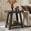 Table de bout à 2 niveaux en bois, petite table d'appoint rustique avec rangement pour le salon-126673006-126673008