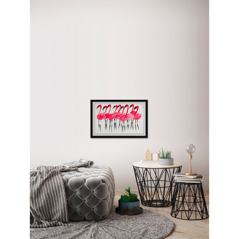 Pink Flamingos - Single Picture Frame Print, 30 cm H x 46 cm W