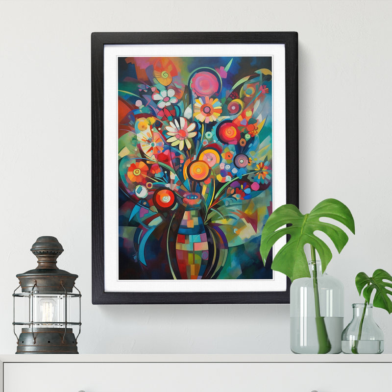 FRM-V0523-890X Flowers Constructivism Vol.4 - Picture Frame Print, Black Framed, 64cm H x 46cm W