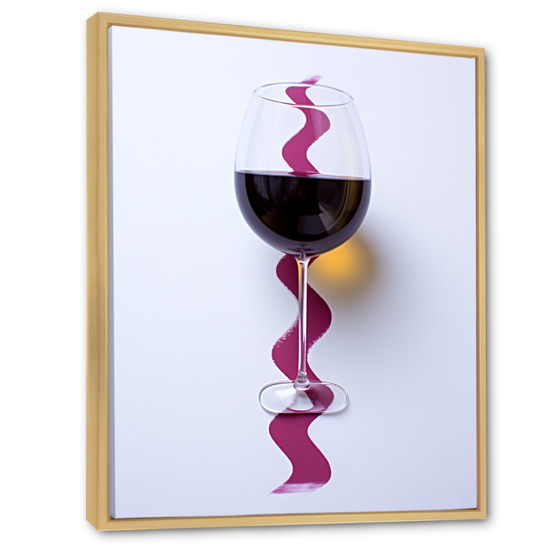«Red Wine Glass», présentation sur toile, Cadre naturel flottant, H 32 po x l 24 po x P 1 po