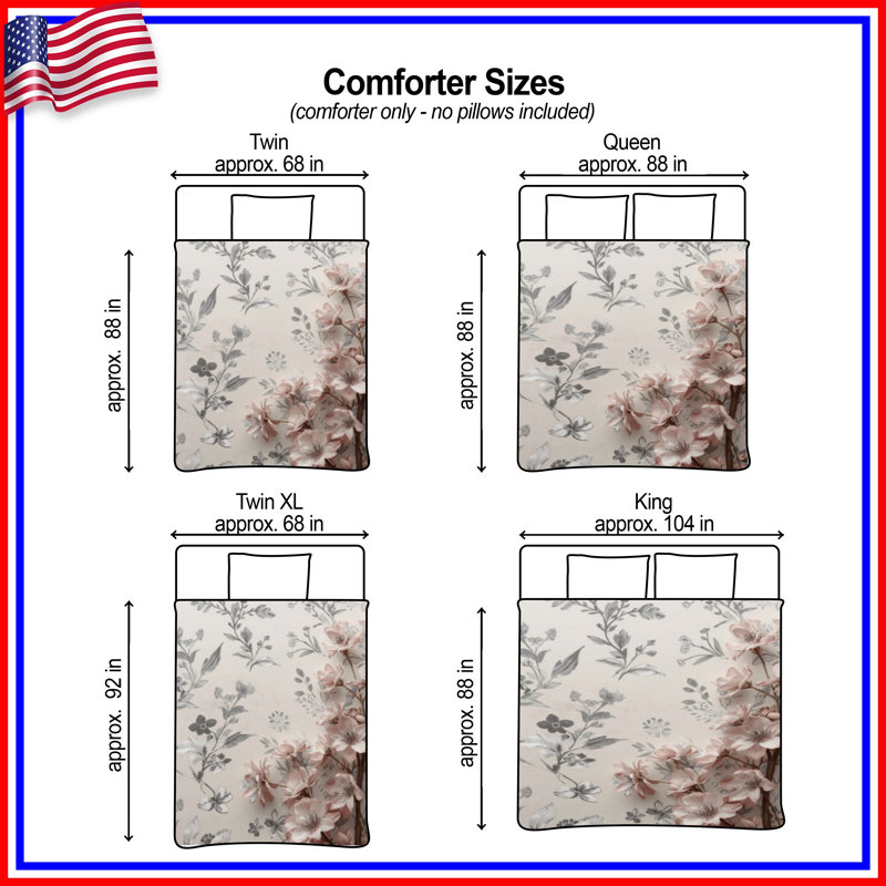 Pink Cherry Blossom Branch Comforter, Twin Extra Long