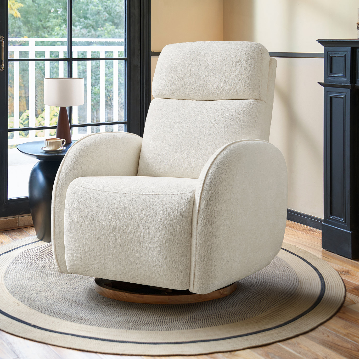 Ivory Power Recliner with Electric Headrest \u0026 Lumbar Support by Latitude Run, image size:1500x1500