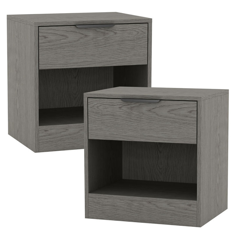 Taher 45cm W Solid Wood Bedside Table, Cedar Grey