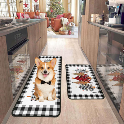  Ensemble de 2 tapis de cuisine de Noël pour tapis de sol antidérapant Merry Christmas Kitchen Decor