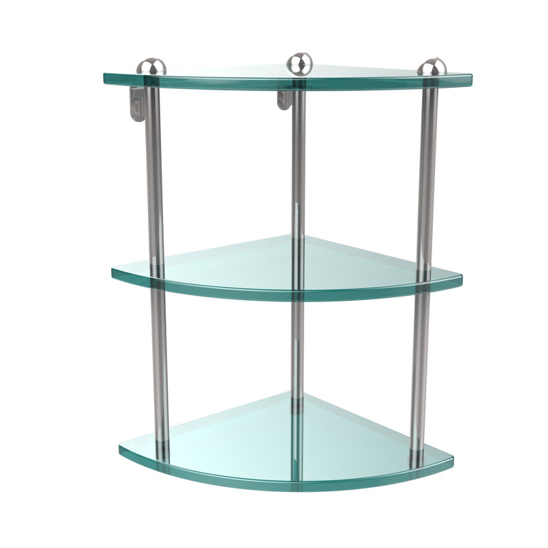 Étagère d’angle en triangle 3 pièces Gober, Chrome poli