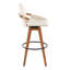 Tabouret de bar 29 po à hauteur fixe avec pivot en bambou noyer et tissu crème avec repose-pieds rond en métal noir-130031780