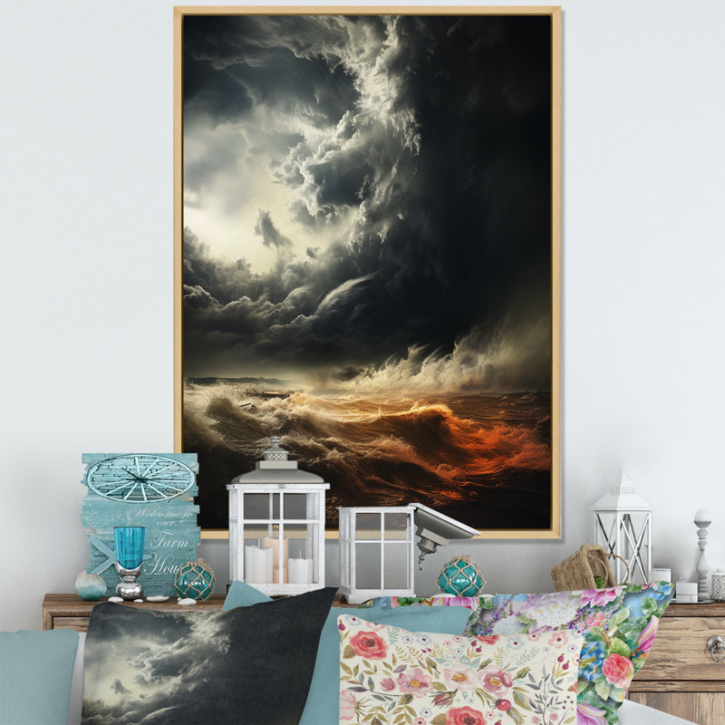 Layah Grey Tornado Fury, reproduction d'art sur toile, H 32 po x l 24 po x P 1 po, Cadre naturel flottant
