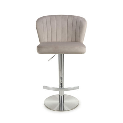 Aymar Upholstered Adjustable Height Bar Stool with Stainless Steel Frame