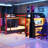 L-Shaped Twin Over Twin Gaming Loft Bed with Desk, Shelves & LED, Black & Red