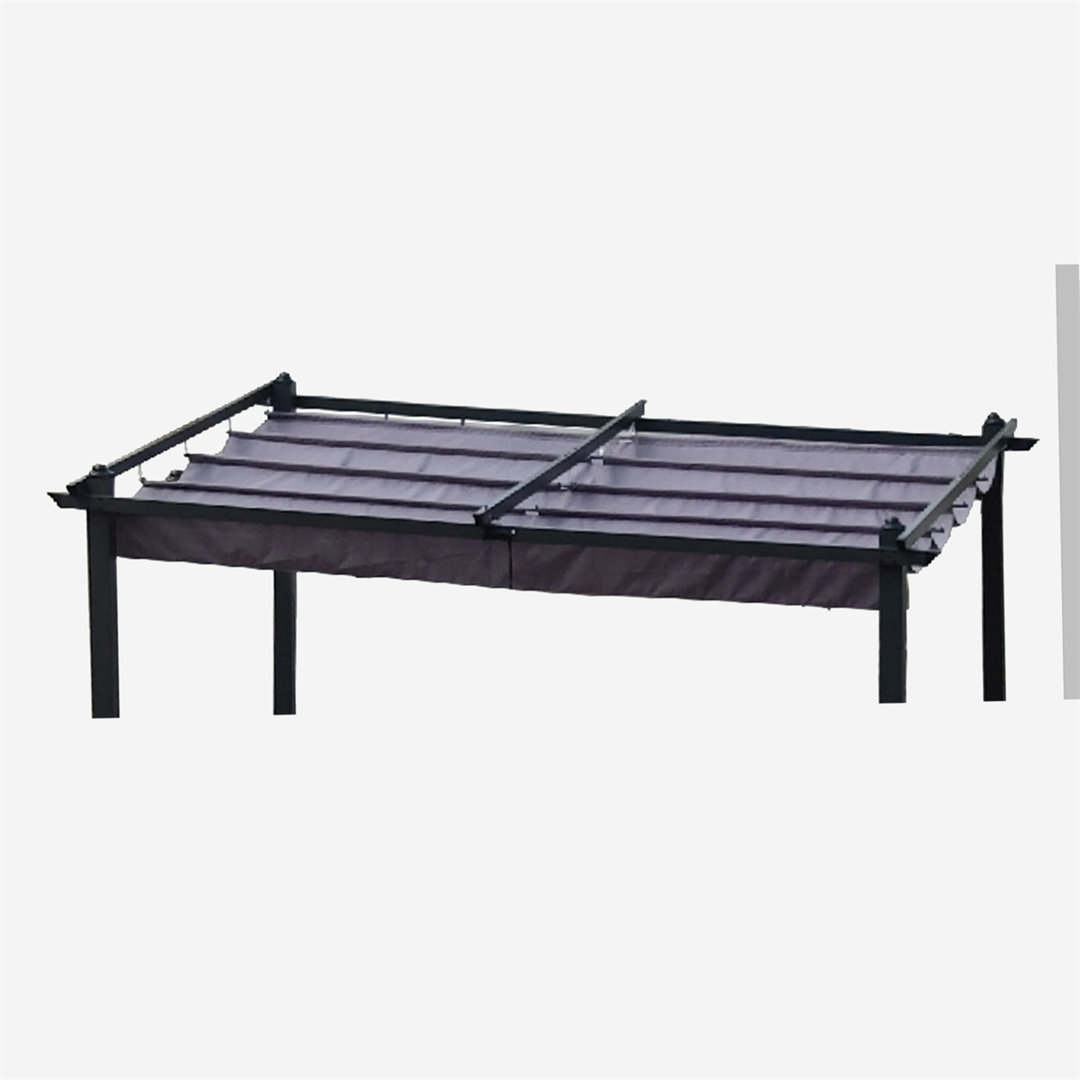 A WELL 96.46'' W x 104.98'' D Fabric Gray Cover Retractable Patio Awning A WELL