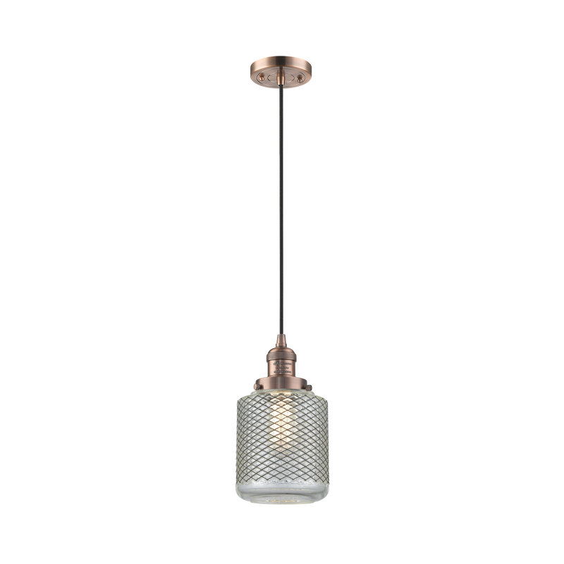 Luminaire suspendu cylindrique 1 lumière Iyana, Ampoule non incluse, Cuivre antique