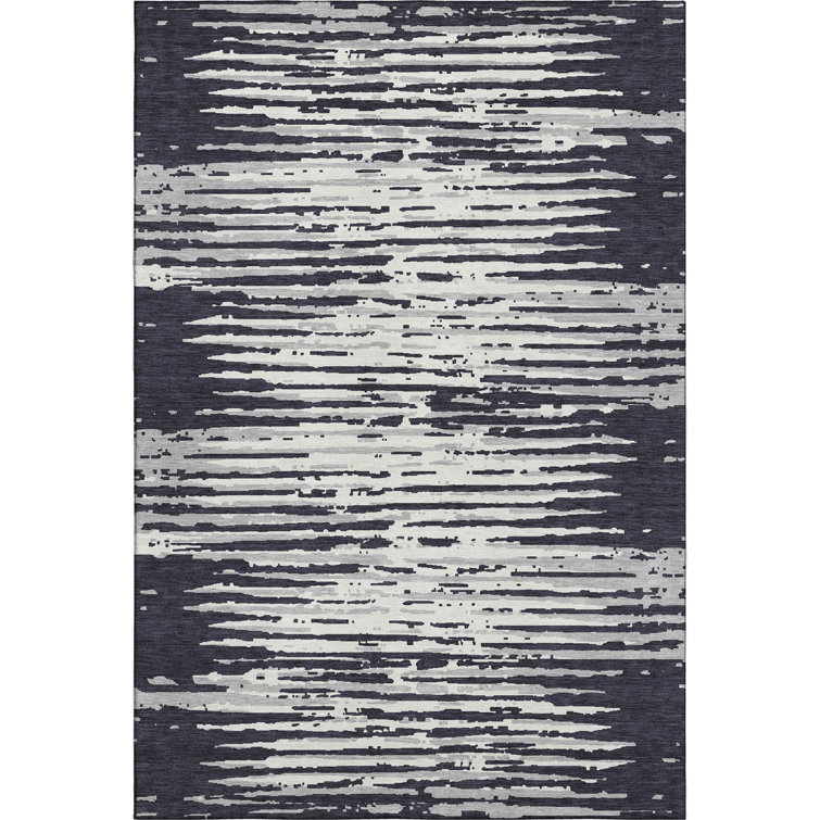 Premium Machine Washable Prisco Black Rug