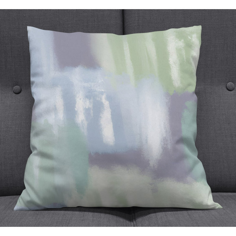 Throw Pillow With Insert, 16"H x 16"W, Blue/Green Abstract 7