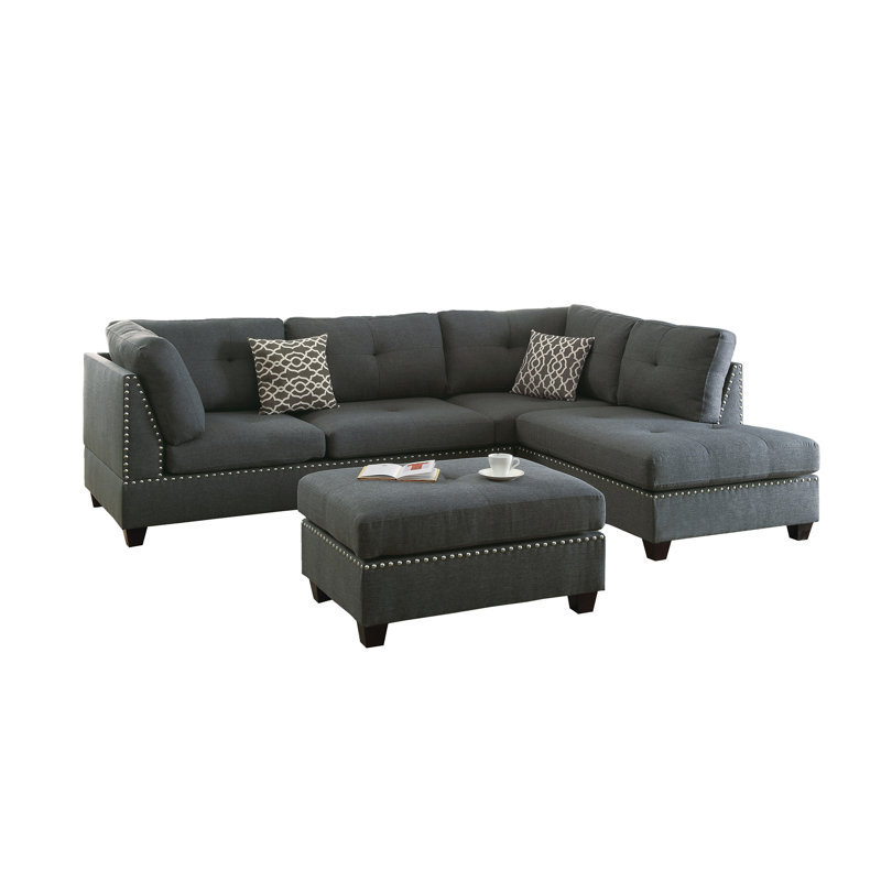 Canapé modulaire 3 pièces en bleu gris