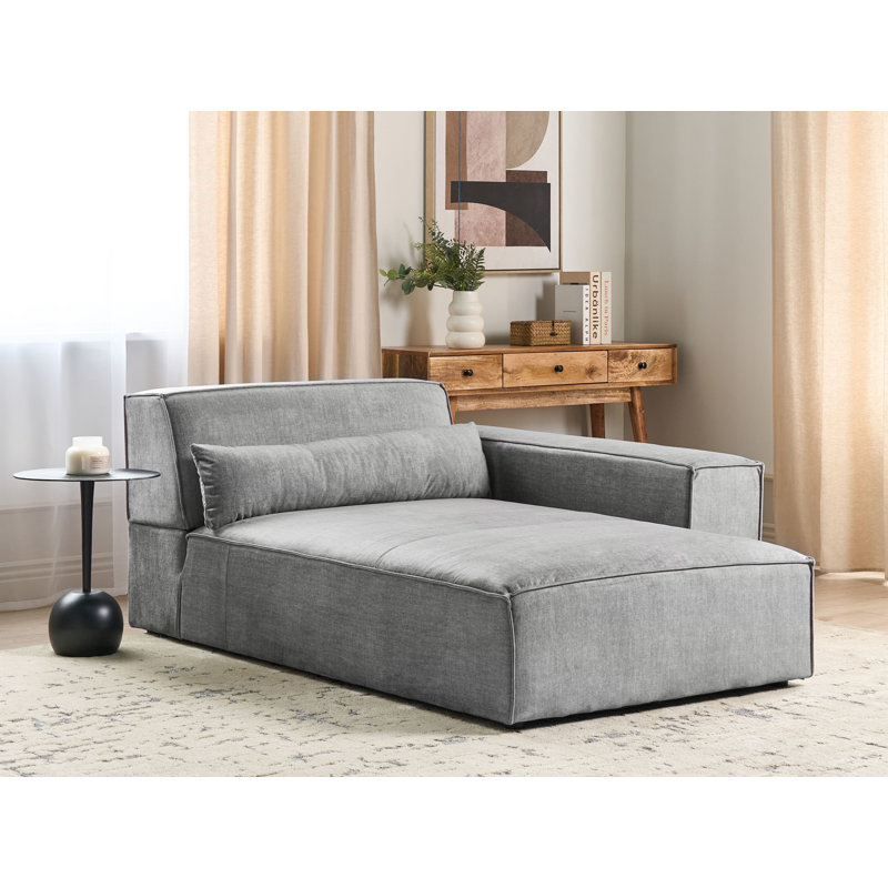 Netanya Upholstered Chaise Lounge, Grey Fabric, Right Hand Facing