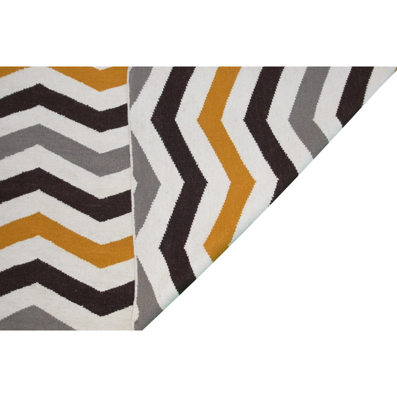 Rectangle 150 cm x 240 cm Chevron Hand Woven Kilim