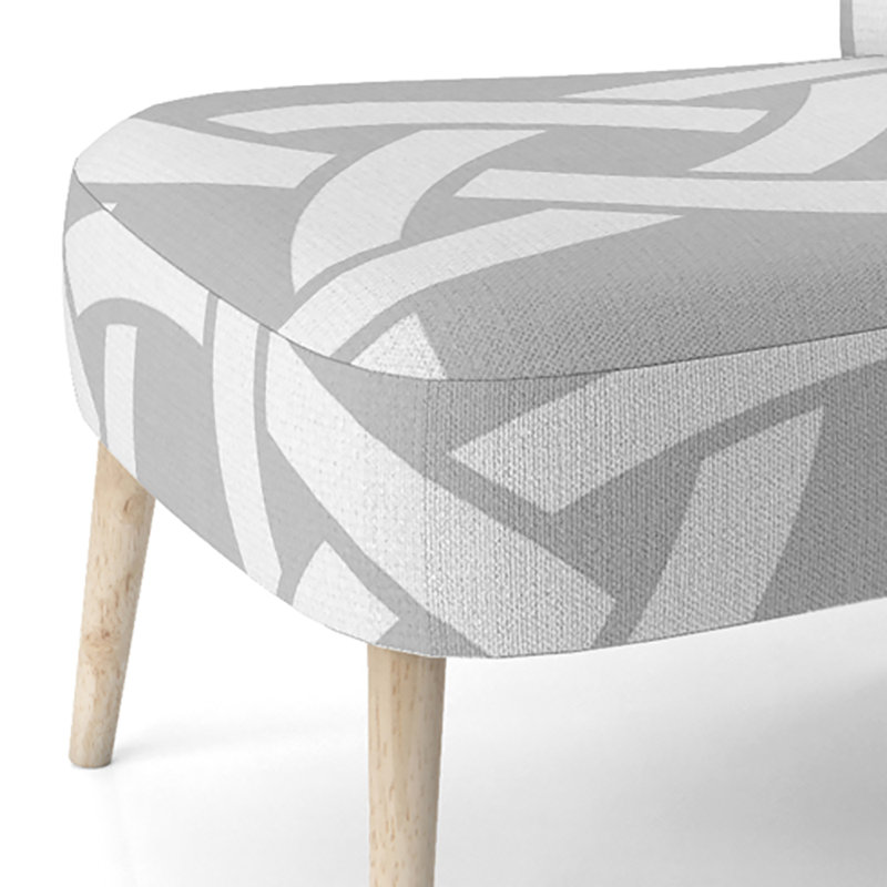 Chaise d'appoint rembourrée en velours à motif géométrique gris et blanc