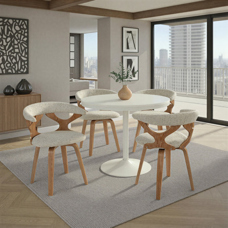 Laquietta Wingback Side Chair, White Washed, Oatmeal Polyester