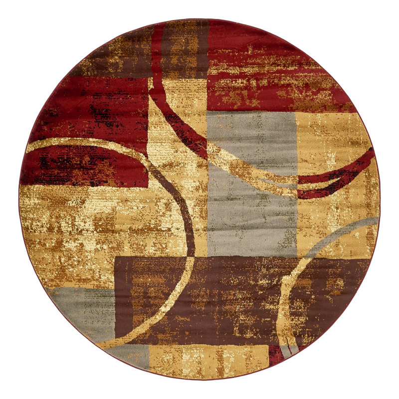 Tapis multicolore à motif géométrique Adetomiwa, Rond 7 pi 10 po