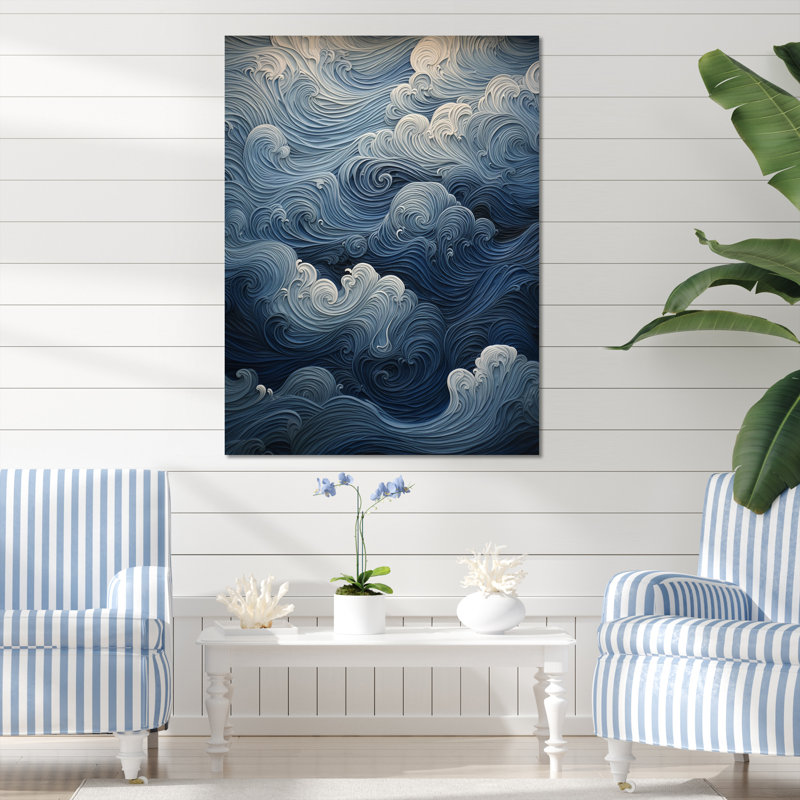 «Coastal Wave dénouant l'horizon sur toile», H 32 po x l 16 po x P 1 po, Toile tendue